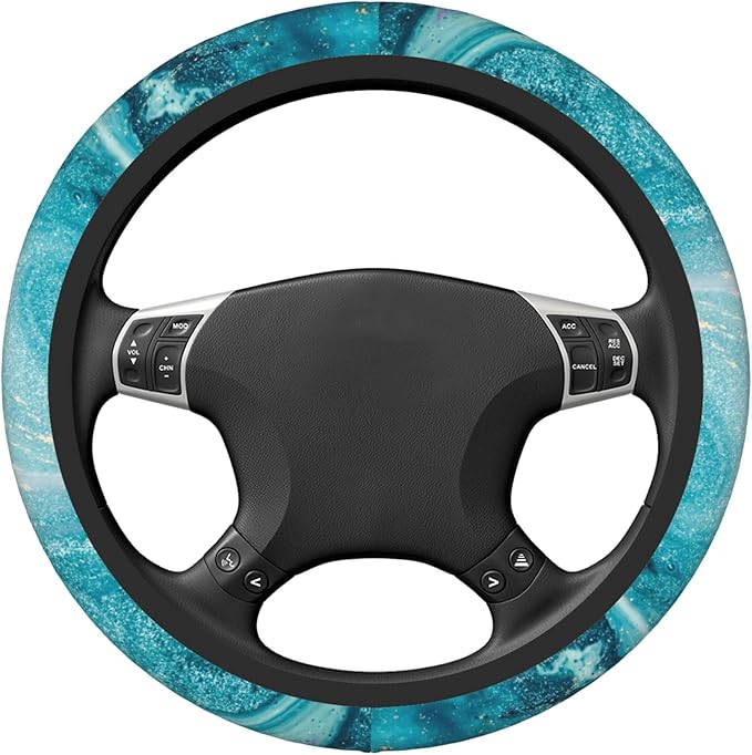 Blue Marble Steering Wheel Cover for Women Men Girls, Universal 15 Inch Anti Slip Steering Wheel Protector Car Accessories Interior for Auto Truck SUV