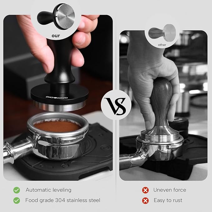 51mm Espresso Tamper – Spring Loaded Coffee Tamper Tool with 30lbs Pressure, Stainless Steel Flat Base for 51mm Portafilter Basket, Barista Accessories