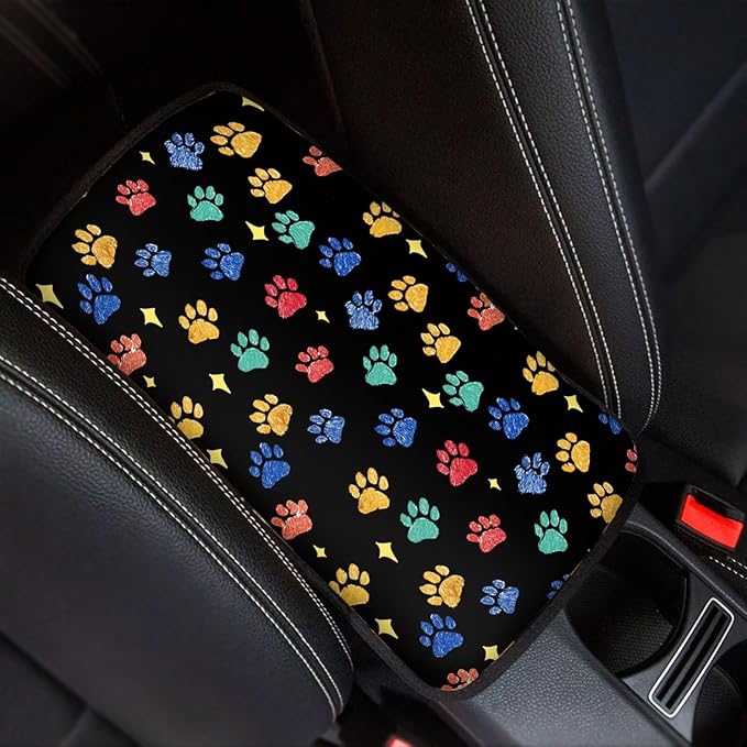 Horeset Colorful Paw Center Console Armrest Cover Anti-Scratch Automobile Decor, Car Armrest Seat Box Cover Easy to Install