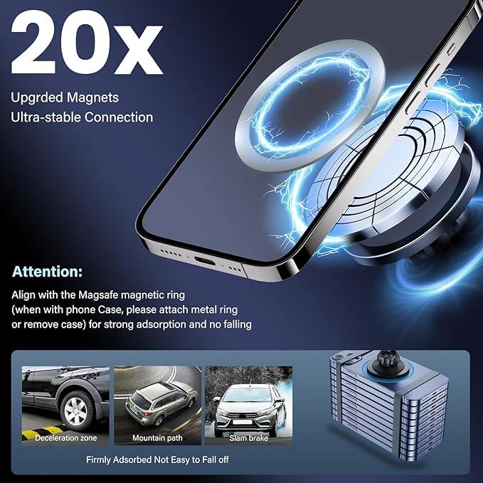 Car Phone Holder Fit for Grand Highlander/Grand Highlander Hybrid 2024-2025 Accessories Dash Organizer with MagSafe Cell Phone Mount 12.3-inch, Cell Phone Automobile Cradles Hands-Free 360° Rotation