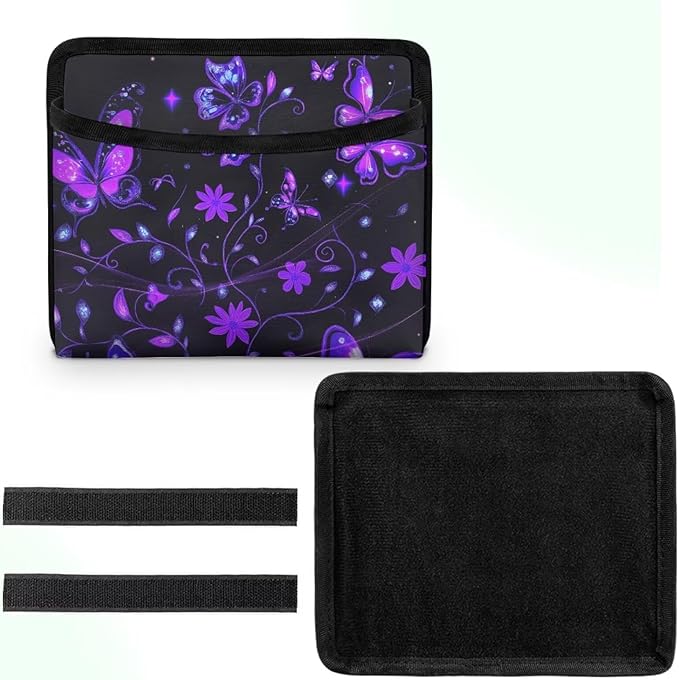 Purple Butterfly Universal Car Side Pocket Organizer, Car Pocket Pouch for Cars Seat, Door, Window, Console, Multifunctional Cars Organizer Accessories for Phone Sunglasses Keys Cards