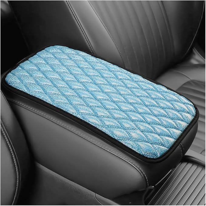 Car Center Console Cover, Soft Comfortable Vehicle Armrest Seat Box Cover Cushion, Wear Resistant Auto Armrest Storage Box Decoration Protector Pad, Universal for Truck SUV Sedan (Blue)