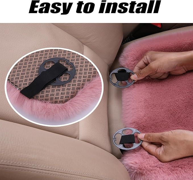 Plush Car Seat Cushion, Soft Warm Fuzzy Faux Rabbit Fur Fluffy Plush Auto Seat Cover Vehicle Car Front and Back Seat Protector Pad with Non-Slip Backing Cushion Interior Universal Fit (Blue,3PCS)
