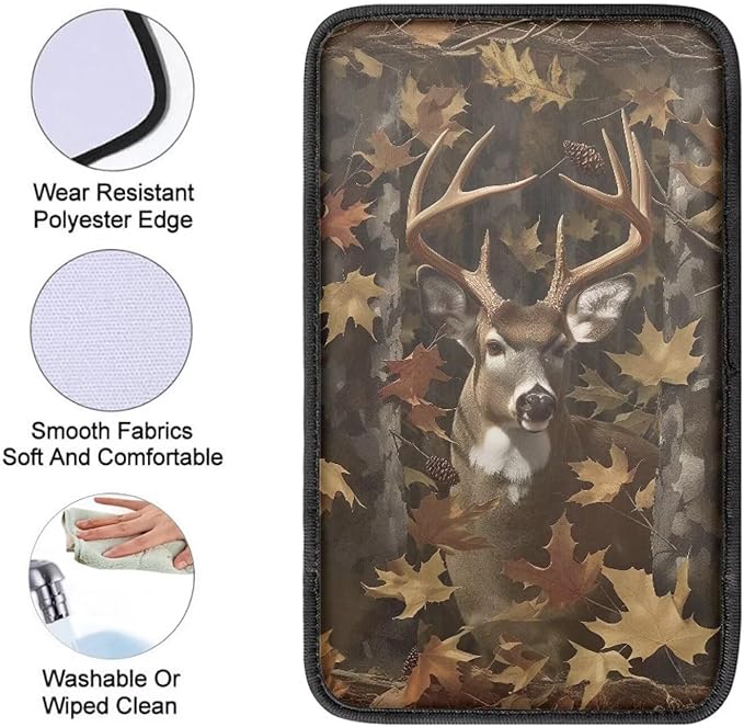 Camo Hunting Deer Car Center Console Cushion Pad Armrest Cover Protec Arm Rest Cover Car Protect from Pet Claws 12.3 x 7.5 Inch Universal Fit for Vehicles,Cars,Suvs,Vans,Sedans