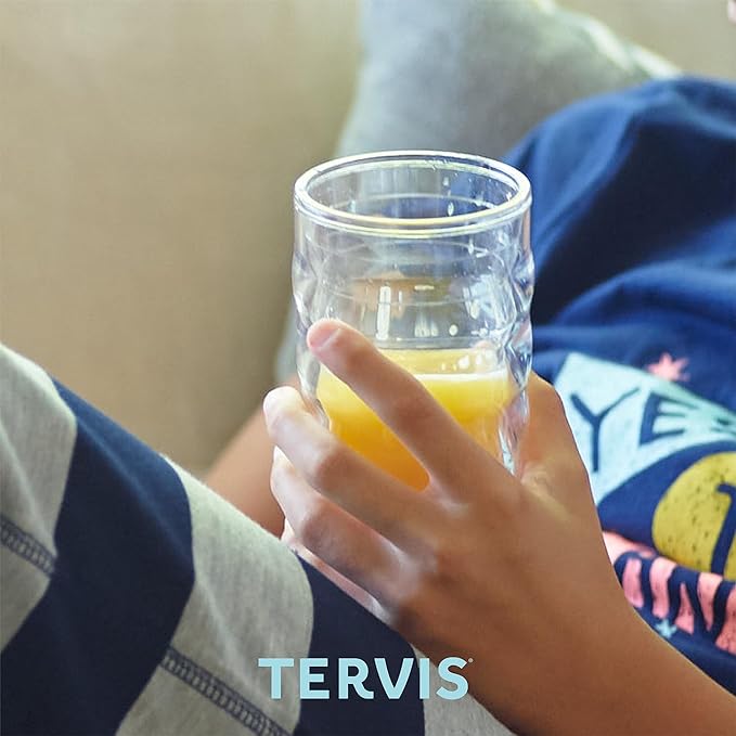 Tervis Clear & Colorful Lidded Made in USA Double Walled Insulated Tumbler Travel Cup Keeps Drinks Cold & Hot, 10oz Wavy, Navy Blue Lid