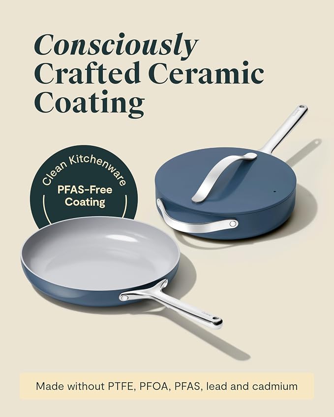 Caraway 8in + 10in Fry + 12in Fry Set (no lids) + 3Qt+ 4.5Qt Saute Duo Black