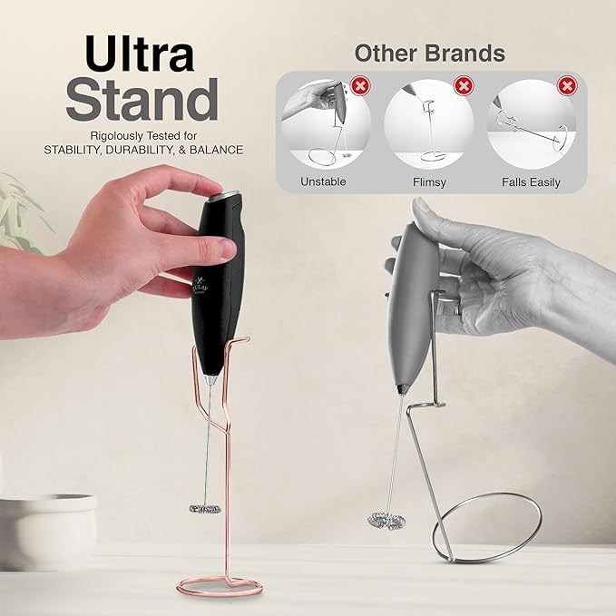 Zulay Kitchen Ultra Frother Stand for Milk Frothers - Heavy Duty, Premium Rust Resistant Milk Frother Holder for Multiple Types of Handheld Frothers (Rose Gold)