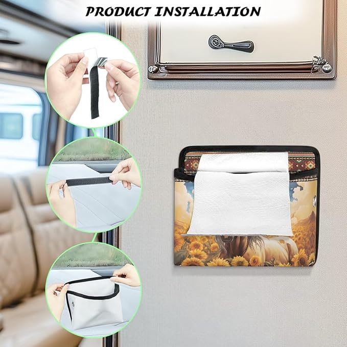 Aztec Horse Car Side Pocket Organizer, Seat Side Storage Bag, Universal Pouch for Auto Door Window Console Seat Backrest, Purse Card Phone Sunglasses Holder, Car Accessories