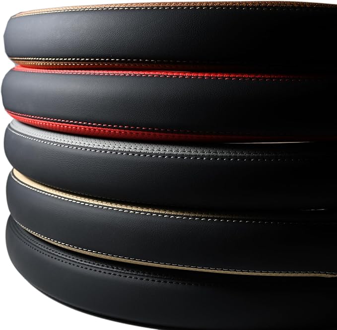 Nappa Napa Leather & Stitched Perforated Leather Steering Wheel Cover with Rubber Shaping Interior,Sweat Absorbent for 14½" to 15" car Pickup SUV 14.5 to 15 inches