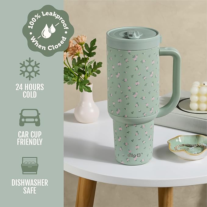 Ello Oasis 40oz Stainless Steel Tumbler - Full Bloom