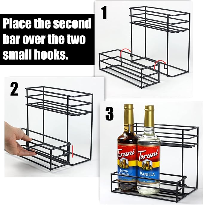 Coffee Syrup Organizer(6 Bottle Capacity),Coffee Syrup Rack for Coffee Bar,Kitchen.Small Wine Rack for Bar,Family,Storage for Syrup, Wine, Dressing