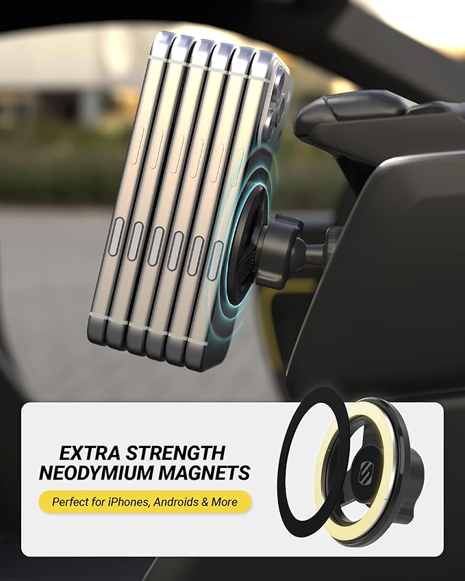 Scosche MagSafe Car Mount Vent, Magnetic Phone Holder for Car with Strong Magnets and Secure Twist-Lock Vent Clip, 360° Rotatable Car Phone Holder for iPhone 17 16 15 14 13 12, Includes Magnetic Ring