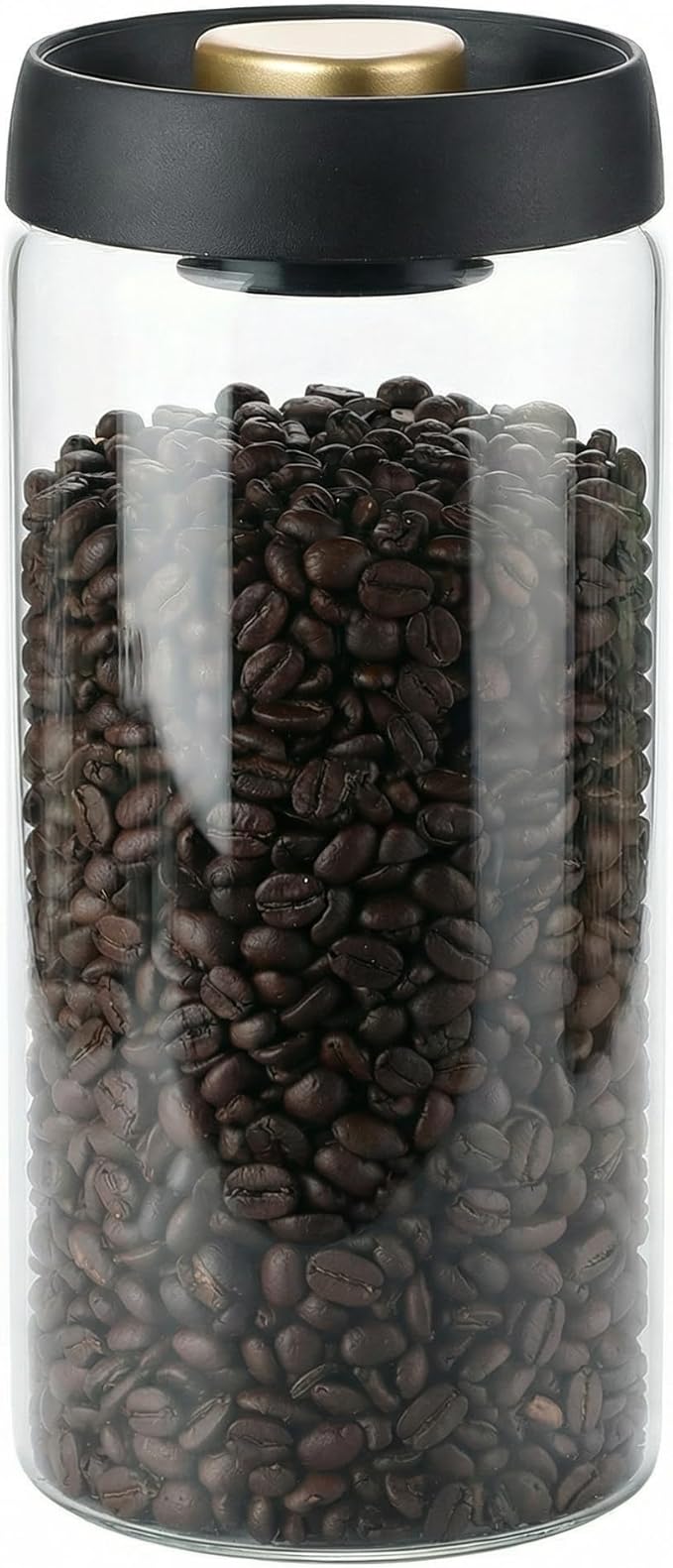 LOEZ Airless Vacuum Coffee Canister, Borosilicate Glass Food Storage Jar with Pump Lid to Stop Oxidation, for Beans, Tea & Dry Goods (Clear, 61floz/1800ml)