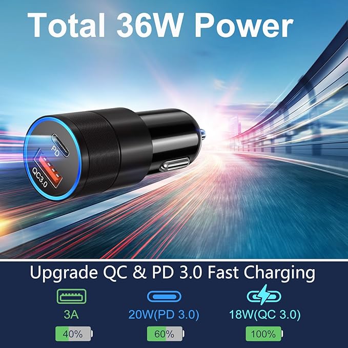 Car Charger Adapter 10 Pack, 65W Multi Port USB C & USB A Car Charger+36W Dual Port USB Car Charger Cigarette Lighter USB Charger Plug for iPhone 16 15 14 13 12 11 Pad Pro