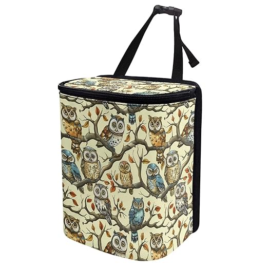Cute Owl Car Trash Can Leak Proof Hanging Garbage Bin for Back Seat Easy to Install Vehicle Trash Can Hanging Fashion Auto Interior Universal Fit Truck Automotive Most Cars