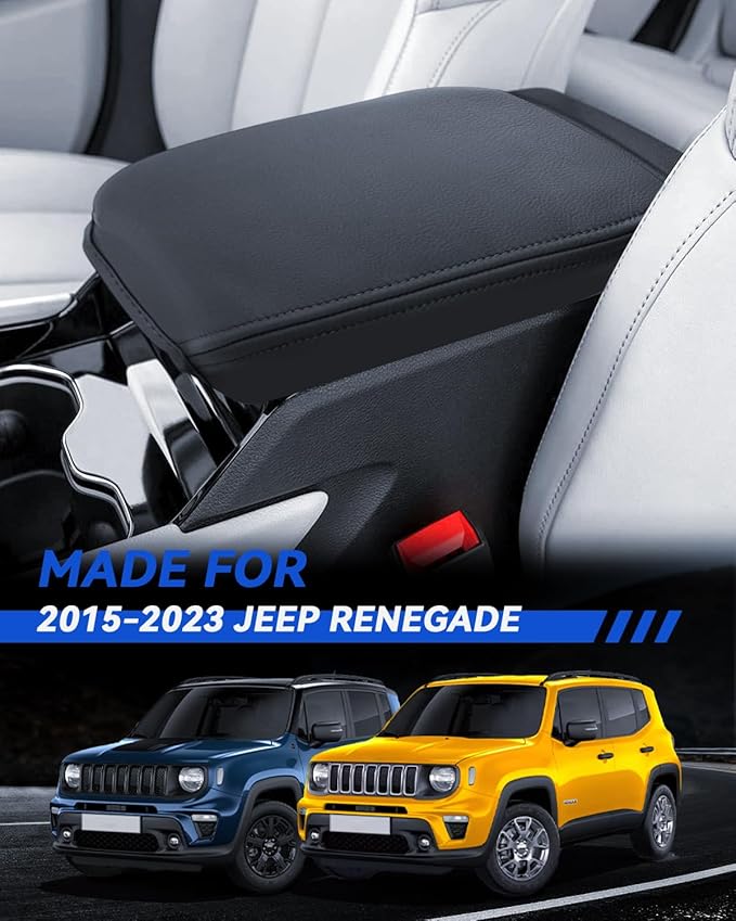 Armrest Cover for 2015-2020 2021 2022 2023 Jeep Renegade Accessories Center Console Middle Lid Pad Protector for Car Elbow Rest