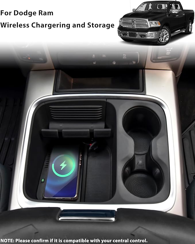 Wireless Charger for Dodge Ram, Center Console Phone Wireless Charging Pad Panel for Dodge Ram 1500 2013-2015 / Ram 2500 2010-2015 / Ram 3500 2011-2015 Accessories