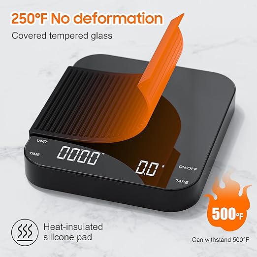 0.1g/3KG Coffee Scale with Timer, Espresso Scale, Rechargeable, Glass Mirror Design, for Pour-Over Barista,for Pour-Over, Espresso, French Press, Kitchen Use