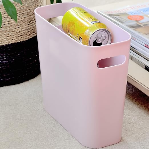 Youngever 1.5 Gallon Slim Trash Can, Plastic Garbage Container Bin, Small Trash Bin with Handles for Home Office, Living Room, Study Room, Kitchen, Bathroom (1 Pack Pink)