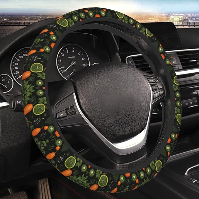Vegetable Vegan Car Steering Wheel Cover, 15 Inch Steering Wheel Cover Stylish Decor for Most Cars