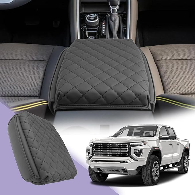 LUWU 2025 2026 Canyon Center Console Cover Compatible with 2023 2024 2025 2026 GMC Canyon & Chevrolet Colorado Accessories Armrest Cover Center Console Pad Armrest Console Cover (Thick Black)