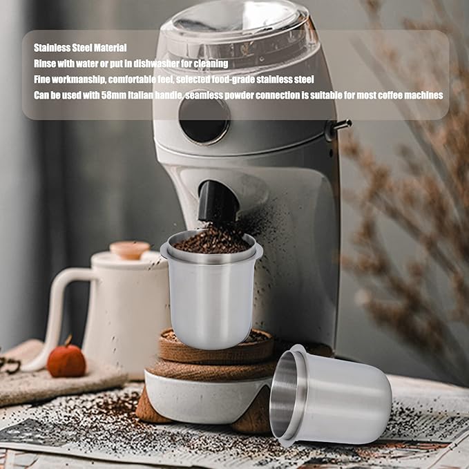 Stainless Steel Espresso Dosing Cup - 150ml, 58mm, 126g / 4.4oz, Hands Free, Universal, Inverted, Coffee Machine