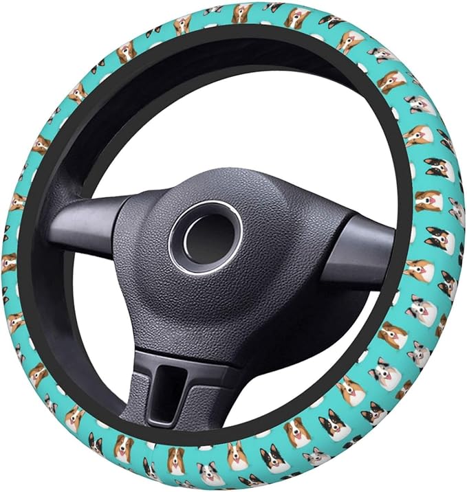 Australian Shepherds Dogs Neoprene Steering Wheel Covers Women Men Car Accessories, Universal 15 Inch Fit Auto, Suvs, Truck