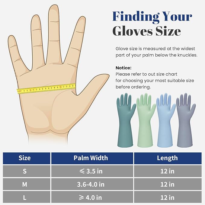 Rubber Kitchen Dishwashing Gloves - 4 Pairs Colorful Reusable Household Cleaning Gloves For Washing Dishes And Cleaning Tasks，Flexible And Durable Waterproof (Medium, Dark Green+Blue+Green+Gray)