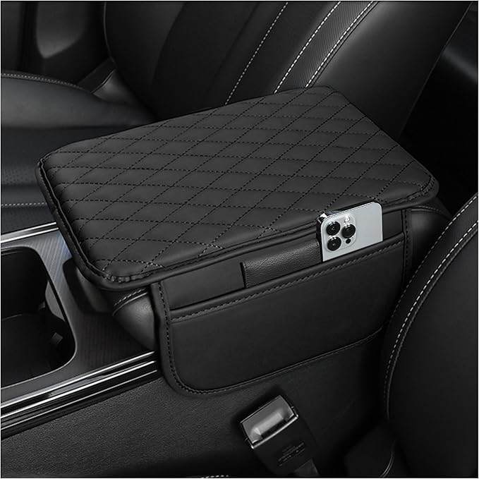 Car Center Console Cover for Hummer H2 2003-2009, Car Armrest Cover Cushion Arm Rest Cover Auto Interior Arm Rest Seat Box Pad Accessories,Bla-ck