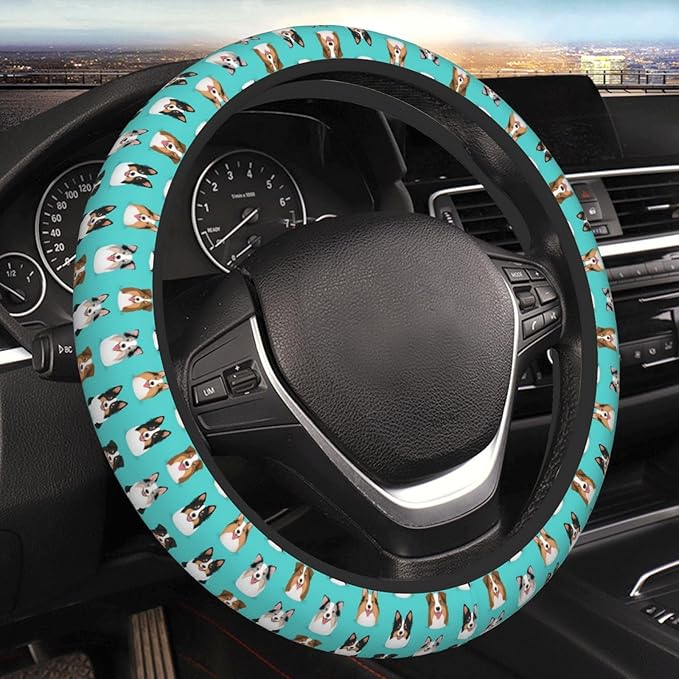 Australian Shepherds Dogs Neoprene Steering Wheel Covers Women Men Car Accessories, Universal 15 Inch Fit Auto, Suvs, Truck