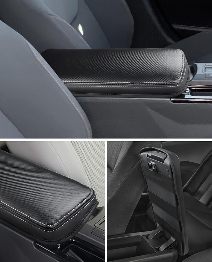 INTGET Center Console Cover for 2026 Toyota Prius Accessories 2023 2024 2025 LE XLE Limited Car Interior Leather Middle Armrest Arm Rest Lid Cushion Pad Protector (2023+, Carbon Fiber Texture)