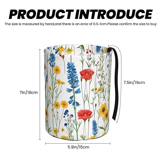 Summer Wildflower Car Trash Can Garbage Cans Foldable,Cute Hanging Car Organizer and Storage Bag Leak Proof, Auto Back Seat Trash Bin Universal for Truck, SUV, Outdoor Travel