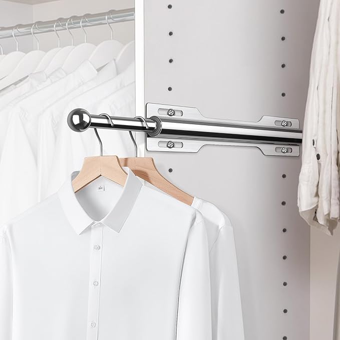 12" Valet Rod for Closet Pull Out (2 Pack, Chrome)
