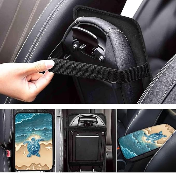 Cute Turtle Car Console Covers Armrest Console Cover Soft Car Center Console Cover Accessories Protect from Pet Claws Universal Cars Interior Accessories Decoration