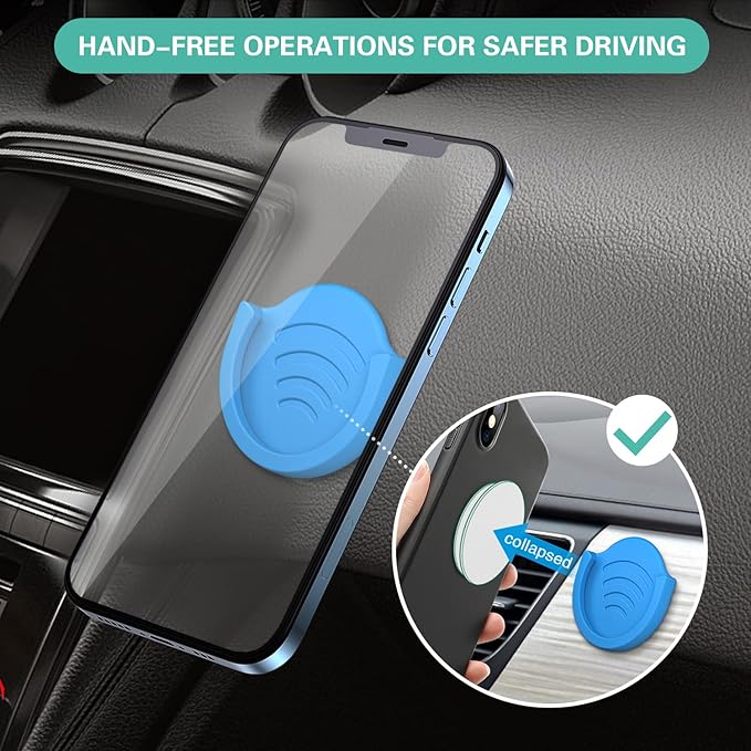 pop-tech Phone Grip for Socket Holder, 2 Pack Silicone Car Phone Mount Adhesive for Collapsible Grip & Stand with 3M Adhesive Replacement for Car Dashboard, Desk, Wall, Home, Office Blue