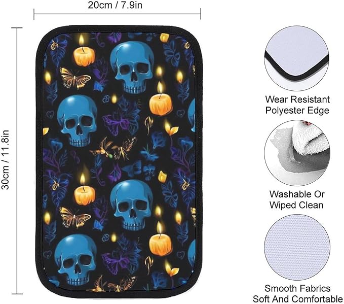 for Halloween Goth Moon Black cat Raven Skull Cover for Car for Women Car Center Console Pad Universal Fit Auto Interior Accessories, Car Armrest Seat Box Cover for Most Vehicle