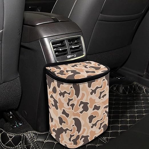 Car Trash Can with Lid Garbage Bag Dustbin Container Waste Basket Storage Pocket Duck Hunter Camouflage Hanging Large Capacity Vehicle Trash Bin
