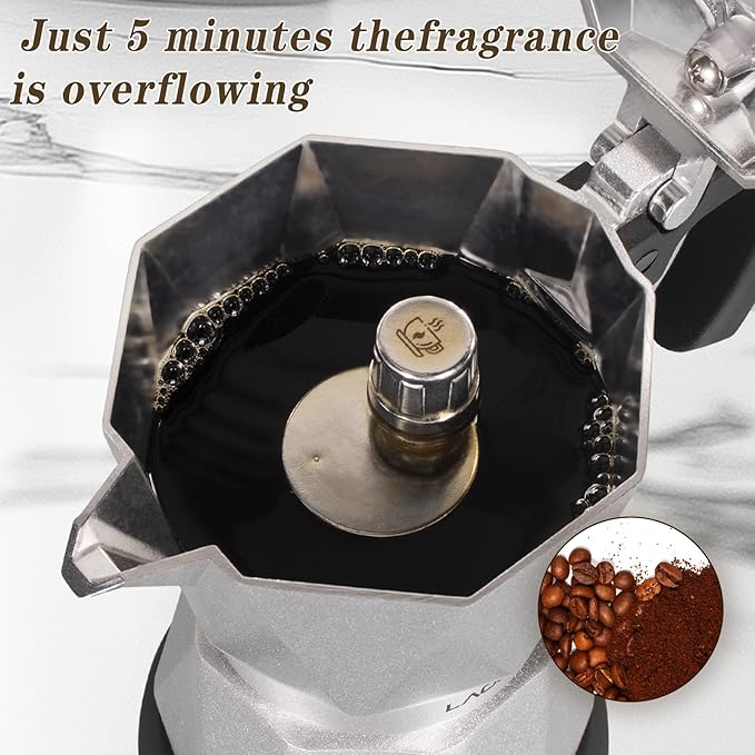 Single Serve Coffee Maker for K Cup & Ground Coffee, Electric Espresso Coffee Maker, Portable Cafeteras Electricas Modernas, Electric Moka Pot with Detachable Base & Overheat Protection (150ml)
