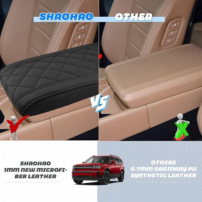 SHAOHAO for 2025 2026 Hyundai Santa Fe Center Console Cover for 2024 2025 2026 Hyundai Santa Fe Accessories (SE/SEL/XRT/Limited/Calligraphy) Armrest Cover Soft Pad Middle Console Lid Protector Black