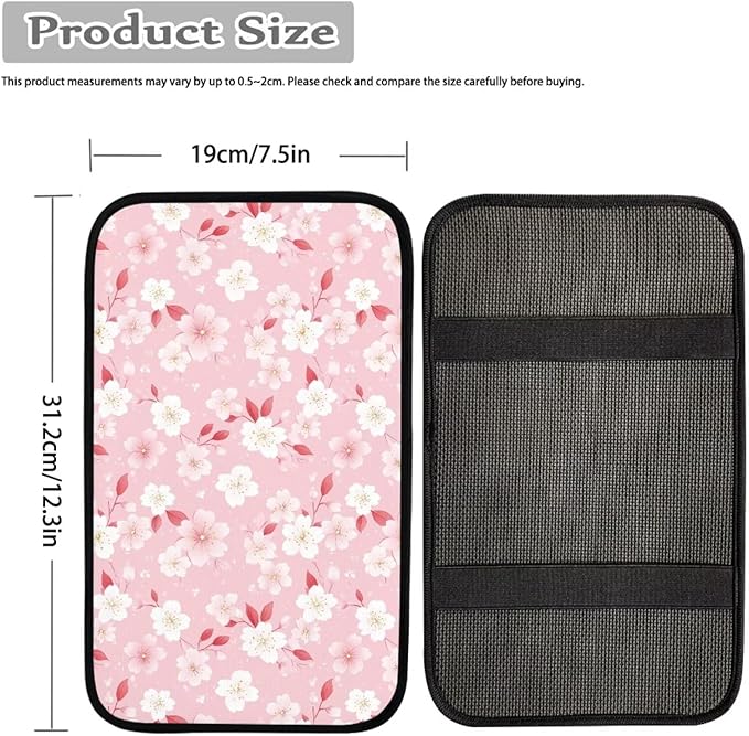 Cherry Blossom Pink Center Console Cover for Women,Armrest Cover for SUV,Universal Car Arm Rest Cover Pad