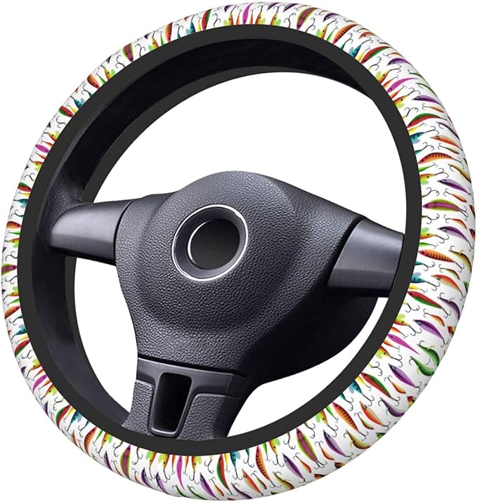Neoprene Steering Wheel Cover Fishing Lure Pattern Car Steering Wheel Cover Universal Fit for Most Cars