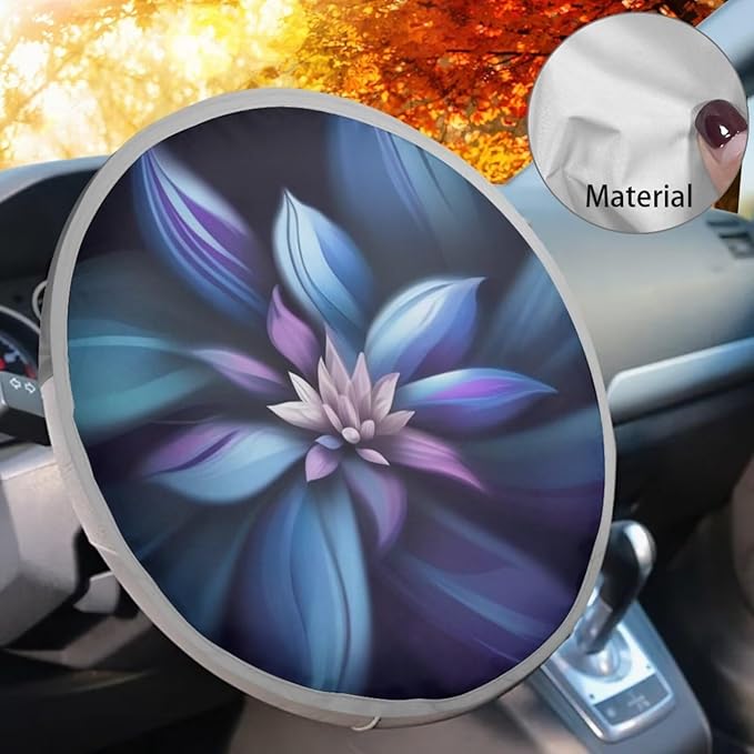 Abstract Floral Car Steering Wheel Sunshade Folding Vehicle UV Reflector Shade Cover Universal Steering Wheel Sun Shade Cover 1 Pack