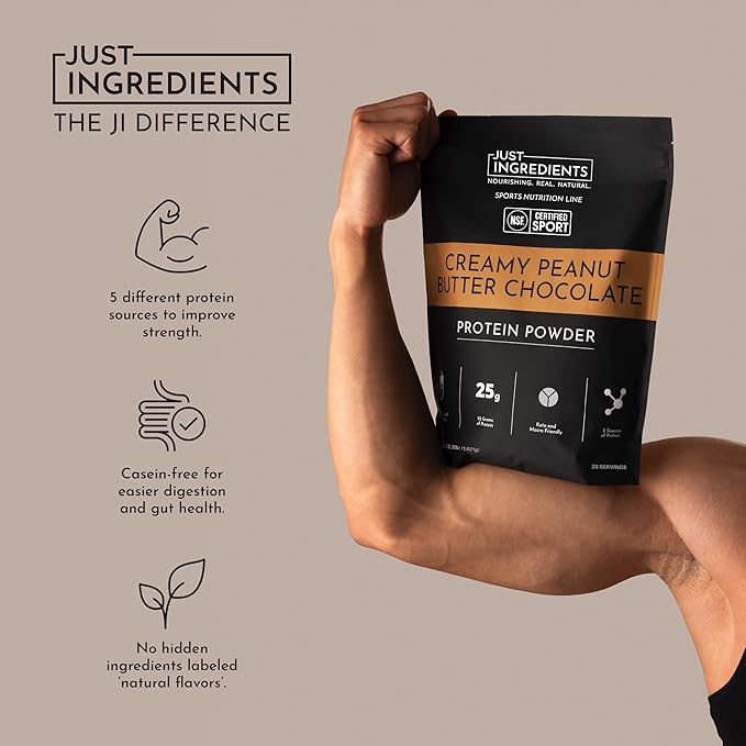 JUST INGREDIENTS Creamy Peanut Butter Chocolate Protein Powder - NSF
