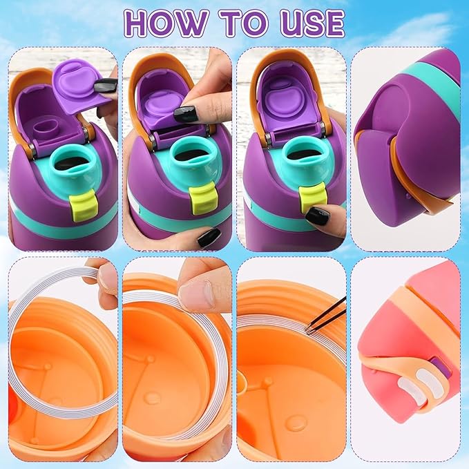 2 Sets Replacement Rubber Stopper and O Ring Gasket Compatible with Owala FreeSip 24oz 32oz,Water Bottle Lid Insert Cap Seal Parts for Owala 16/19/24/32/40oz Mouthpiece Accessories B2S1