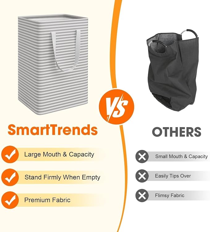 3 Pack Laundry Basket 75L Each, Waterproof & Freestanding Large Laundry Hamper, Collapsible Clothes Hampers with Easy Carry Handles in Bedroom Bathroom, College Dorm(225L Total, Gray)