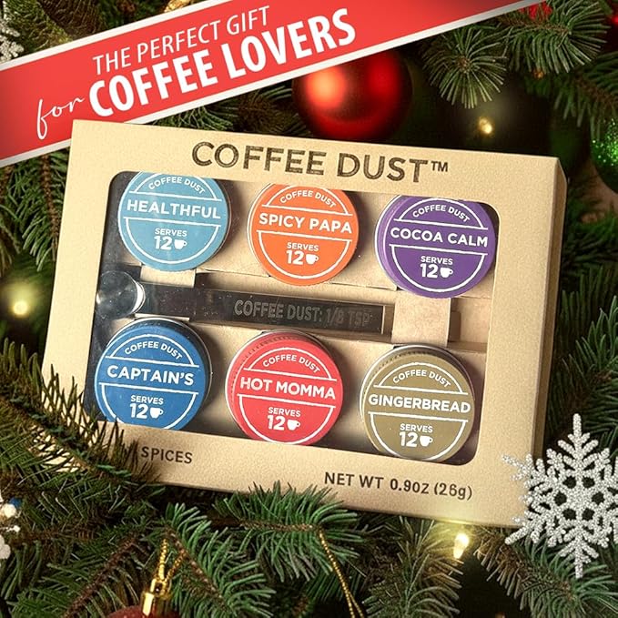 Coffee Dust Flavoring Powder, Sampler Set (72 Servings) – Healthy Coffee Dusting Flavor Variety Pack, All Natural Syrup Alternative, Adds Aroma, Taste & Wellness to Drinks, Tea & Foods - Whole30 Creamer Alternative