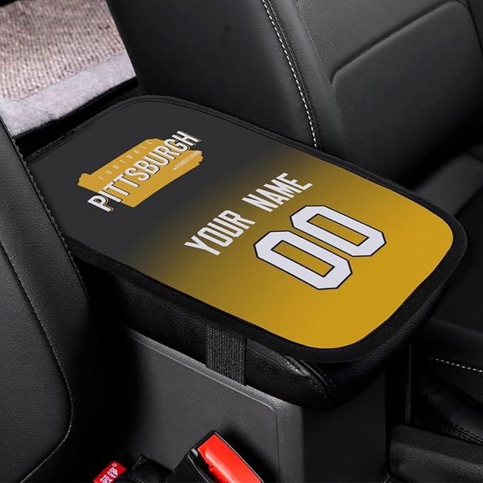 Custom Football Car Armrest Covers Universal Auto Center Console Pad Car handrail Box Cushion Personalized Add Name & Number Fans Gift Fit Suit for SUV Truck Sedan Van