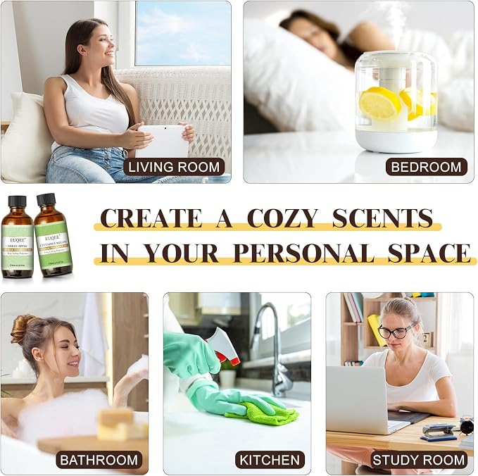 EUQEE White Musk Fragrance Oils for Home Aromatherapy, Premium Fragrance Oil with Glass Dropper for Diffusers, Candle & Soap Making, Bath Bombs (2.02 Fl oz/60 ml)