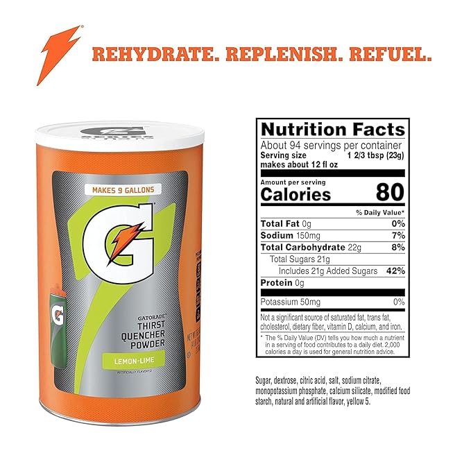 Gatorade Thirst Quencher Powder, Lemon Lime, 76.5 Ounce,Pack of 1