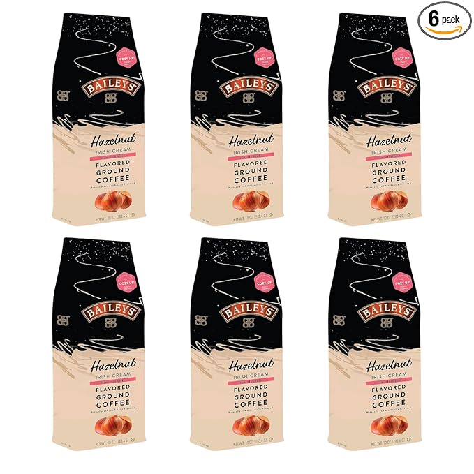 Baileys Hazelnut Irish Cream Flavored Medium Roasted Ground Coffee - 10 Ounce Bag (Pack of 6)